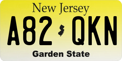 NJ license plate A82QKN