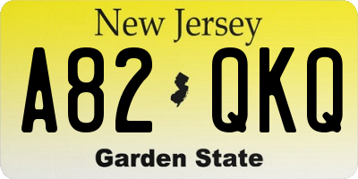 NJ license plate A82QKQ