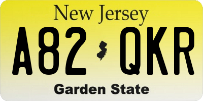 NJ license plate A82QKR