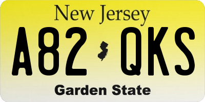 NJ license plate A82QKS