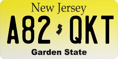 NJ license plate A82QKT