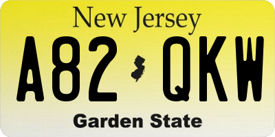 NJ license plate A82QKW