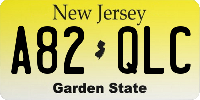 NJ license plate A82QLC