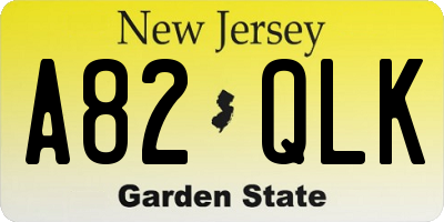 NJ license plate A82QLK