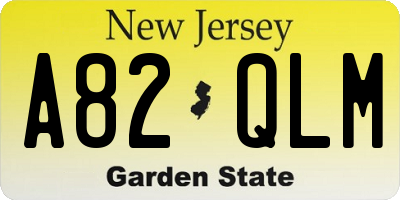 NJ license plate A82QLM