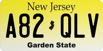 NJ license plate A82QLV
