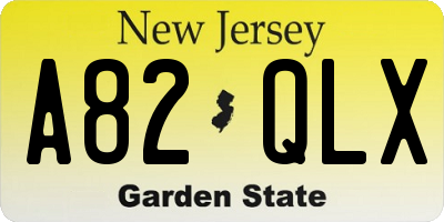 NJ license plate A82QLX