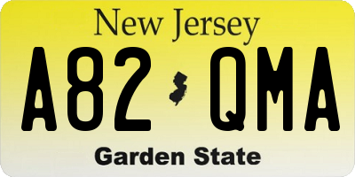 NJ license plate A82QMA