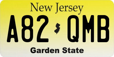 NJ license plate A82QMB