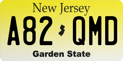 NJ license plate A82QMD