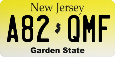 NJ license plate A82QMF