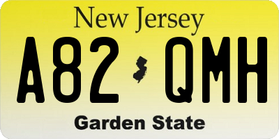 NJ license plate A82QMH