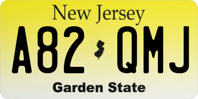 NJ license plate A82QMJ