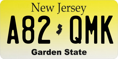 NJ license plate A82QMK