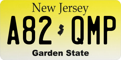 NJ license plate A82QMP