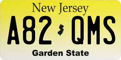 NJ license plate A82QMS