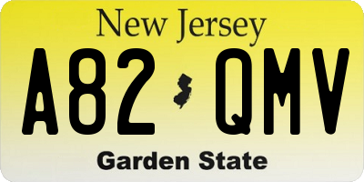 NJ license plate A82QMV