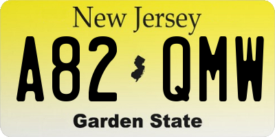 NJ license plate A82QMW