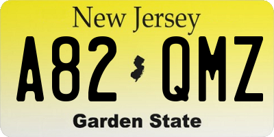 NJ license plate A82QMZ