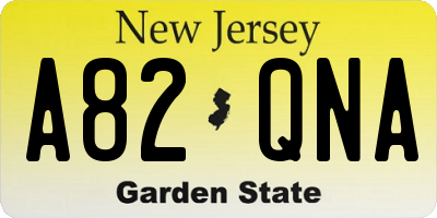 NJ license plate A82QNA