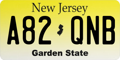 NJ license plate A82QNB