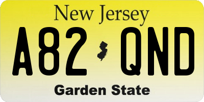 NJ license plate A82QND