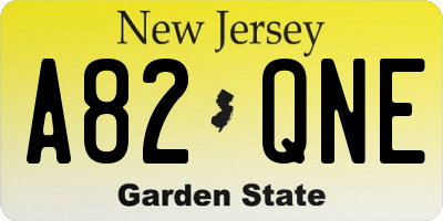 NJ license plate A82QNE
