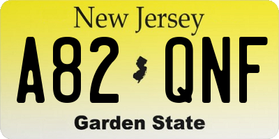NJ license plate A82QNF