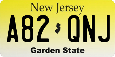 NJ license plate A82QNJ