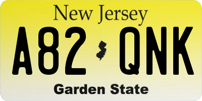 NJ license plate A82QNK