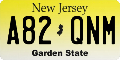 NJ license plate A82QNM