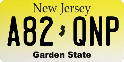 NJ license plate A82QNP