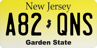 NJ license plate A82QNS