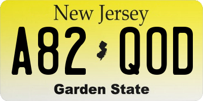 NJ license plate A82QOD