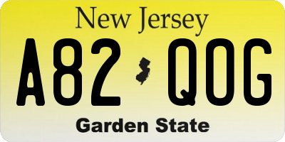 NJ license plate A82QOG