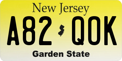 NJ license plate A82QOK