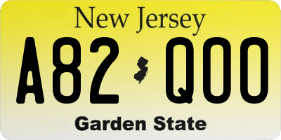 NJ license plate A82QOO