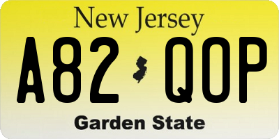 NJ license plate A82QOP