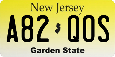 NJ license plate A82QOS