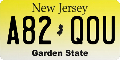 NJ license plate A82QOU