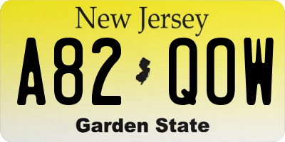 NJ license plate A82QOW