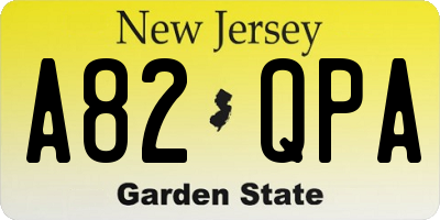 NJ license plate A82QPA