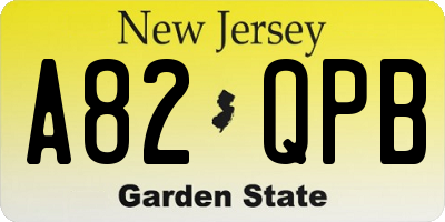 NJ license plate A82QPB