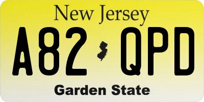 NJ license plate A82QPD