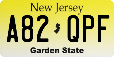 NJ license plate A82QPF