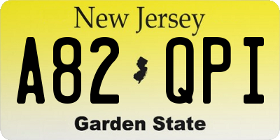 NJ license plate A82QPI