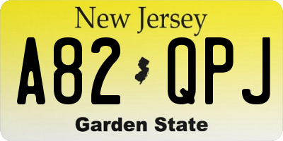 NJ license plate A82QPJ