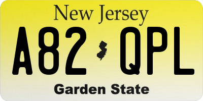 NJ license plate A82QPL