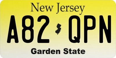 NJ license plate A82QPN