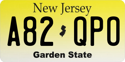 NJ license plate A82QPO